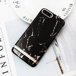 USLION Gold Plating Marble Case For iPhone 7 Plus Stone Image Phone Cases Ultra Thin Hard PC Back Cover For iPhone7 8 6 6s Plus