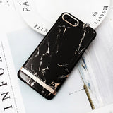 USLION Gold Plating Marble Case For iPhone 7 Plus Stone Image Phone Cases Ultra Thin Hard PC Back Cover For iPhone7 8 6 6s Plus