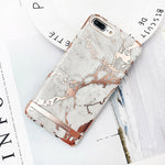 USLION Gold Plating Marble Case For iPhone 7 Plus Stone Image Phone Cases Ultra Thin Hard PC Back Cover For iPhone7 8 6 6s Plus