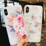 USLION Flower Silicon Phone Case For iPhone 7 8 Plus Rose Floral Leaves Cases For iPhone X 8 7 6 6S Plus 5 5S SE Soft TPU Cover