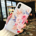 USLION Flower Silicon Phone Case For iPhone 7 8 Plus Rose Floral Leaves Cases For iPhone X 8 7 6 6S Plus 5 5S SE Soft TPU Cover