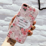 USLION Flower Silicon Phone Case For iPhone 7 8 Plus Rose Floral Leaves Cases For iPhone X 8 7 6 6S Plus 5 5S SE Soft TPU Cover