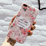 USLION Flower Silicon Phone Case For iPhone 7 8 Plus Rose Floral Leaves Cases For iPhone X 8 7 6 6S Plus 5 5S SE Soft TPU Cover